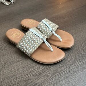 Andre Assous Women's Woven Sandals in Tan and Cream